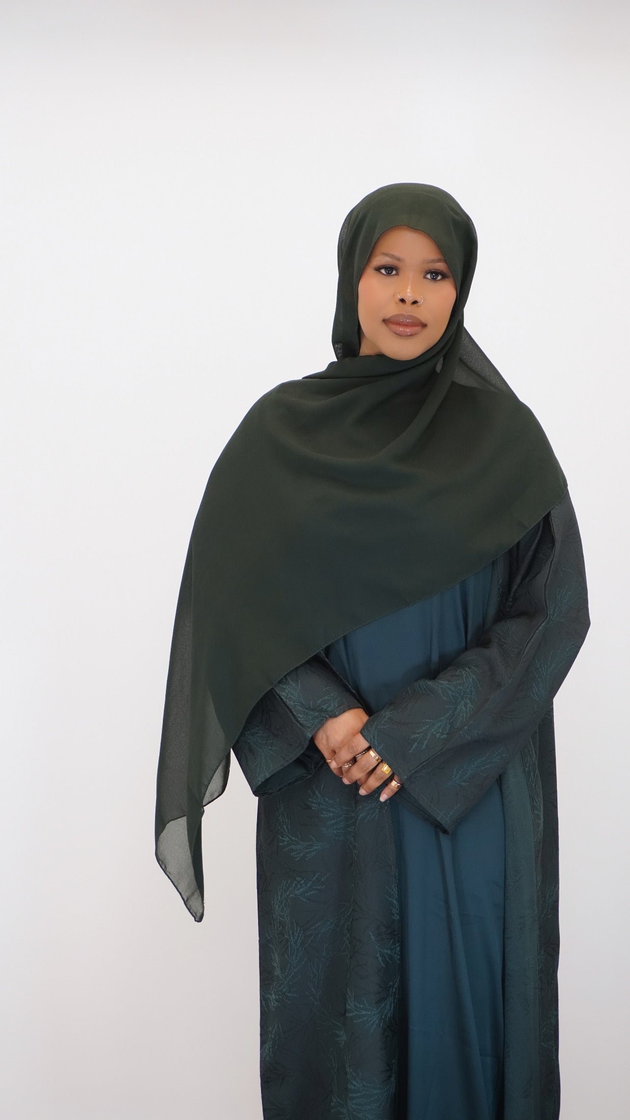 3 piece Green abaya set