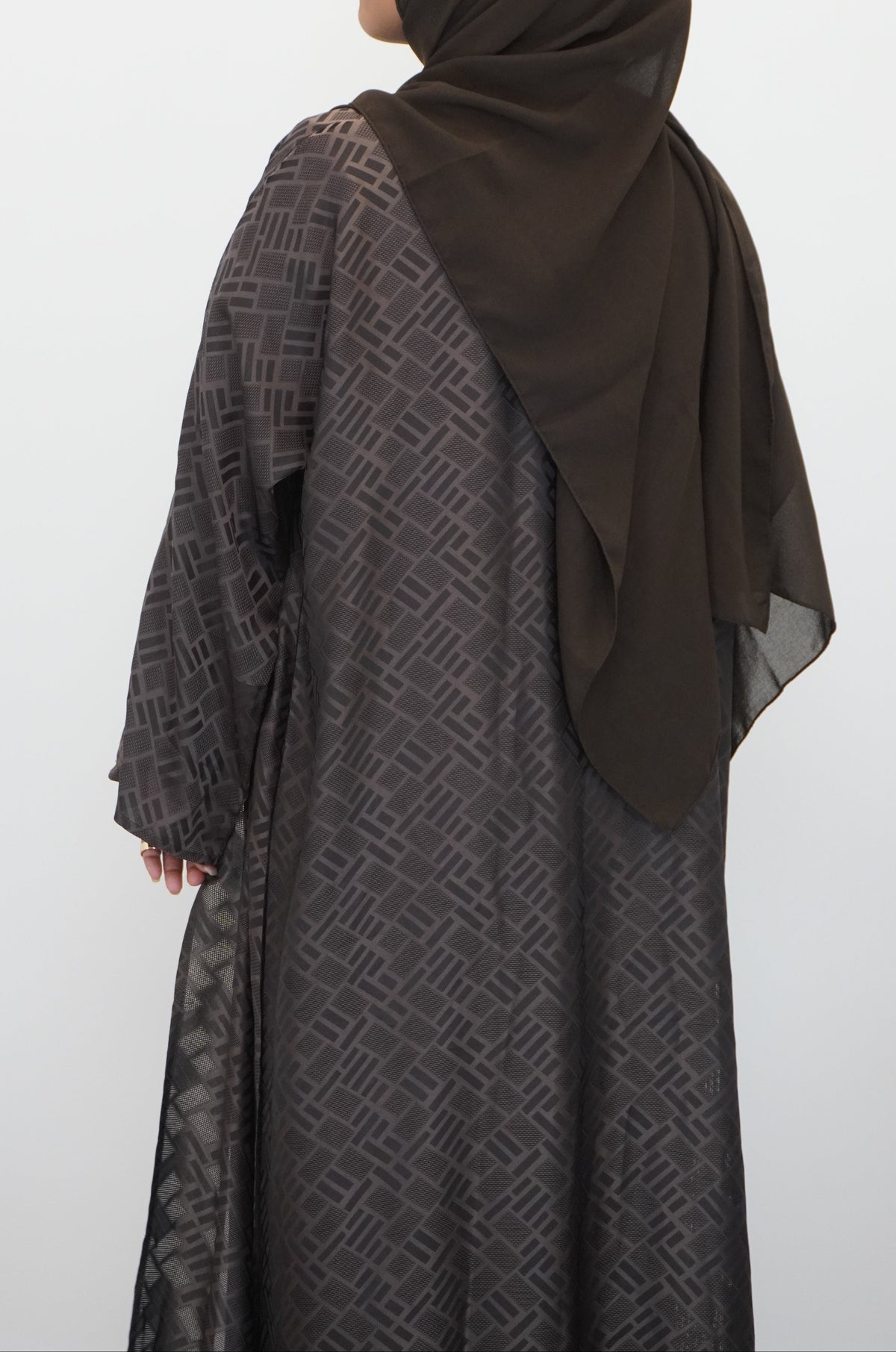 Deep mocha 3 piece open abaya