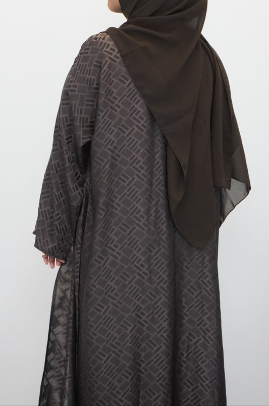 Deep mocha 3 piece open abaya
