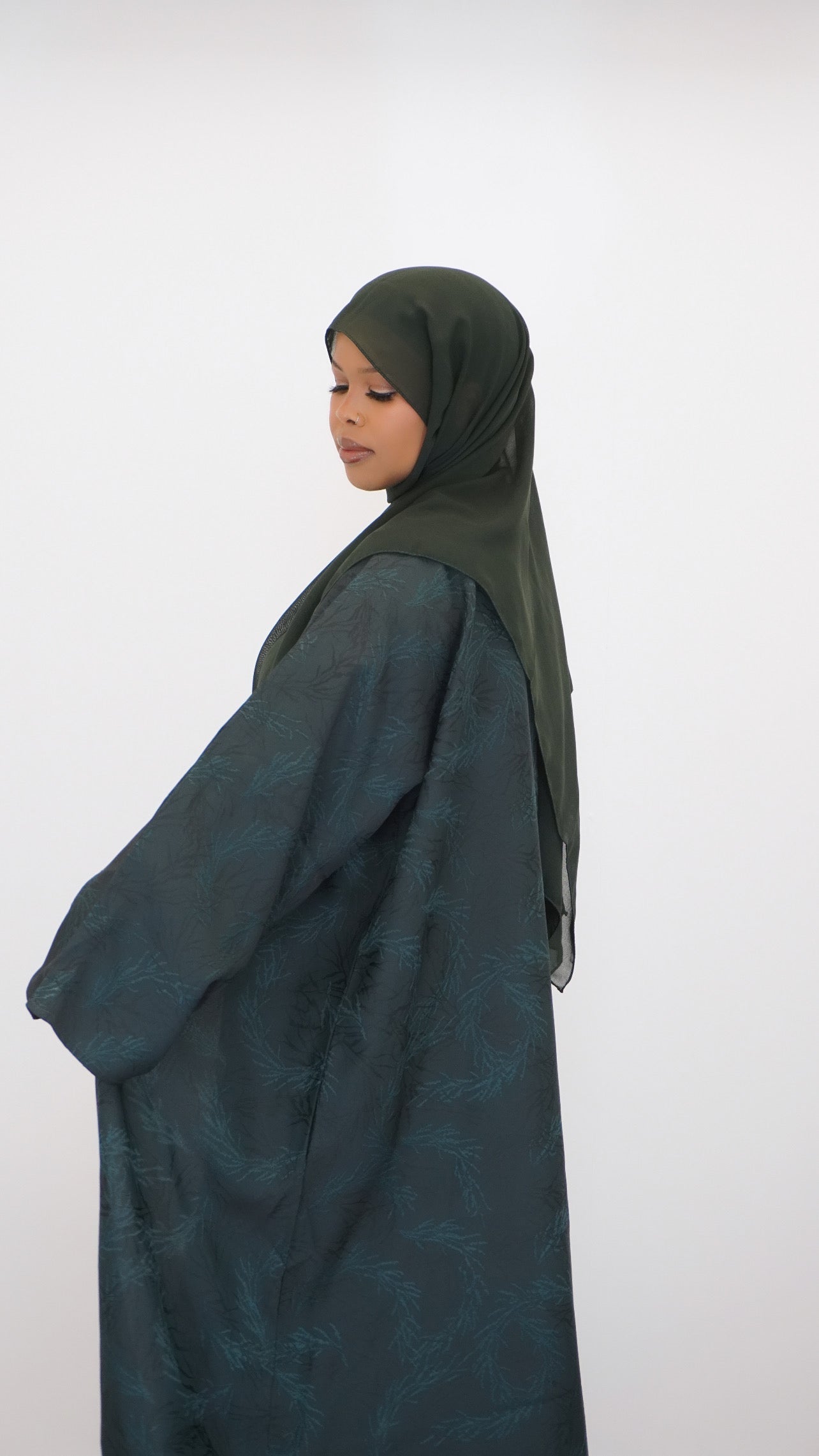 3 piece Green abaya set