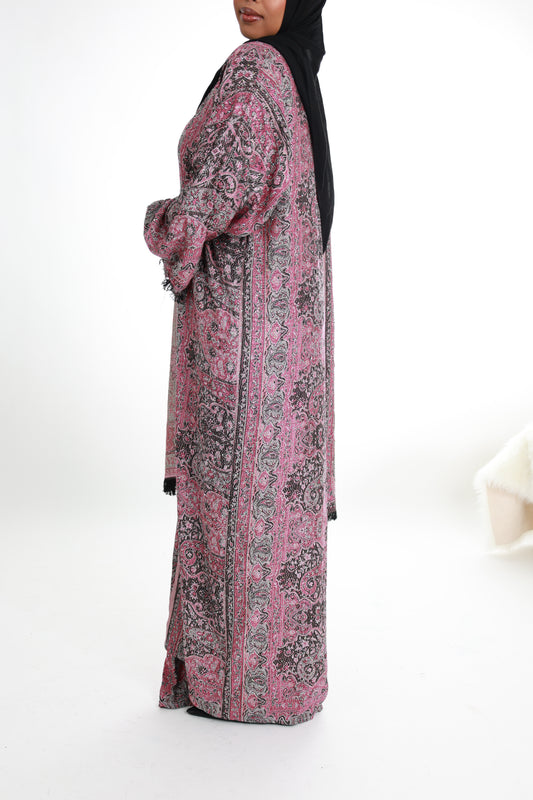 Pure Cashmere Abaya with stone detailing and matching shawl
