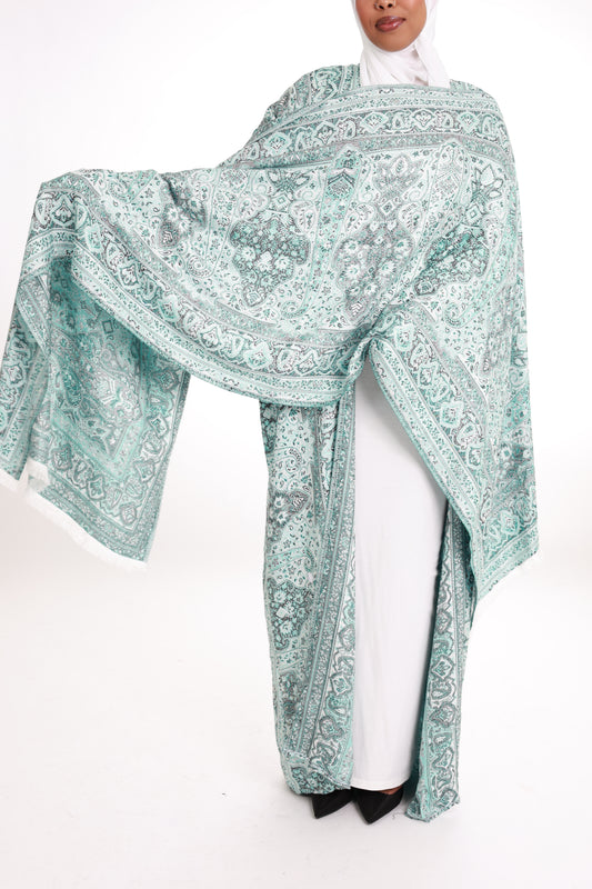 Pure Cashmere Abaya with stone detailing and matching shawl