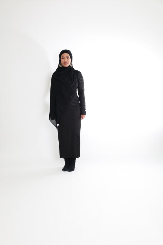 Black Modal hijab set a soft, lightweight with a matching undercap